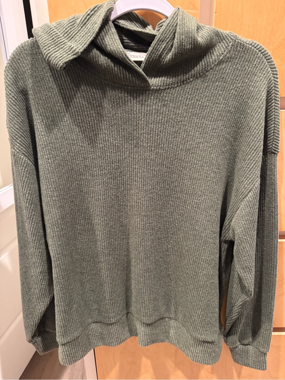 Olive Ribbed hooded sweater